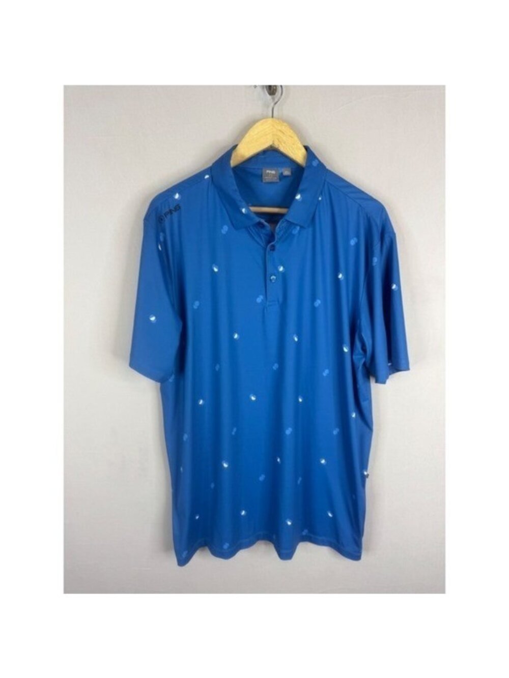 Ping SensorCool Blue Geometric Print Golf Polo Shirt Mens Large L Short Sleeve